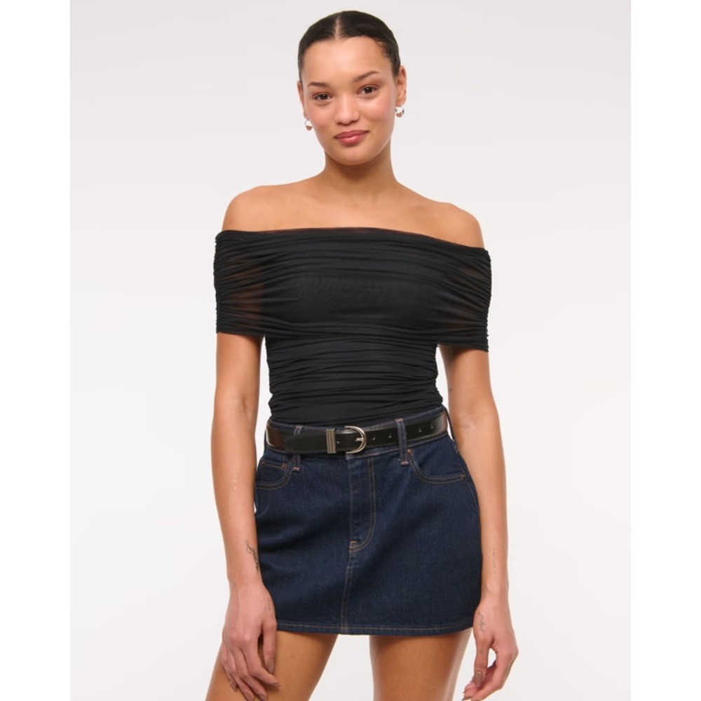 Abercrombie Black Mesh Foldover Bodysuit